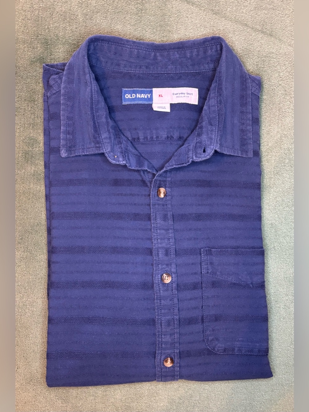 Old Navy Men's Navy Blue Button-Up Shirt, Regular Fit, Size: XL. (6401)